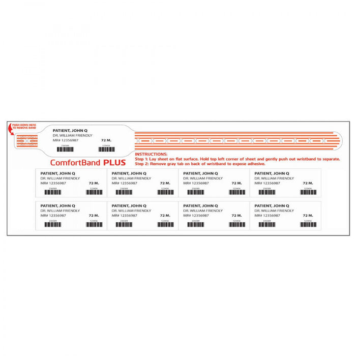 Comfortband Plus Thermal Wristband 1 1/8" X 11 1/2" 1" Core Wound Out - Adult - Orange 240 Per Box - Our Softest Wristbands Specially Designed For Patients With Sensitive Skin.