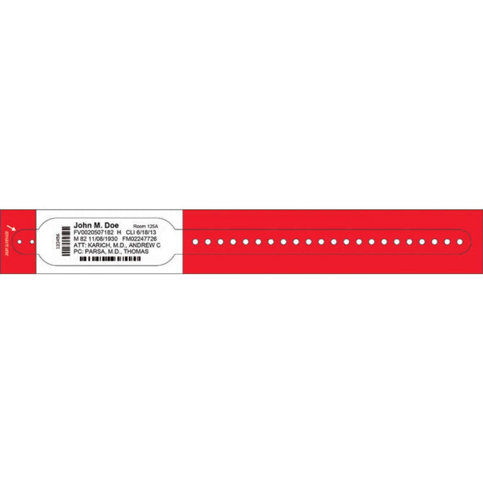 Comfortband Thermal Wristband 1 1/8" X 10 13/16" 1 1/2" Core - Adult - Red - 200 Per Box - Our Softest Wristbands Specially Designed For Patients With Sensitive Skin.