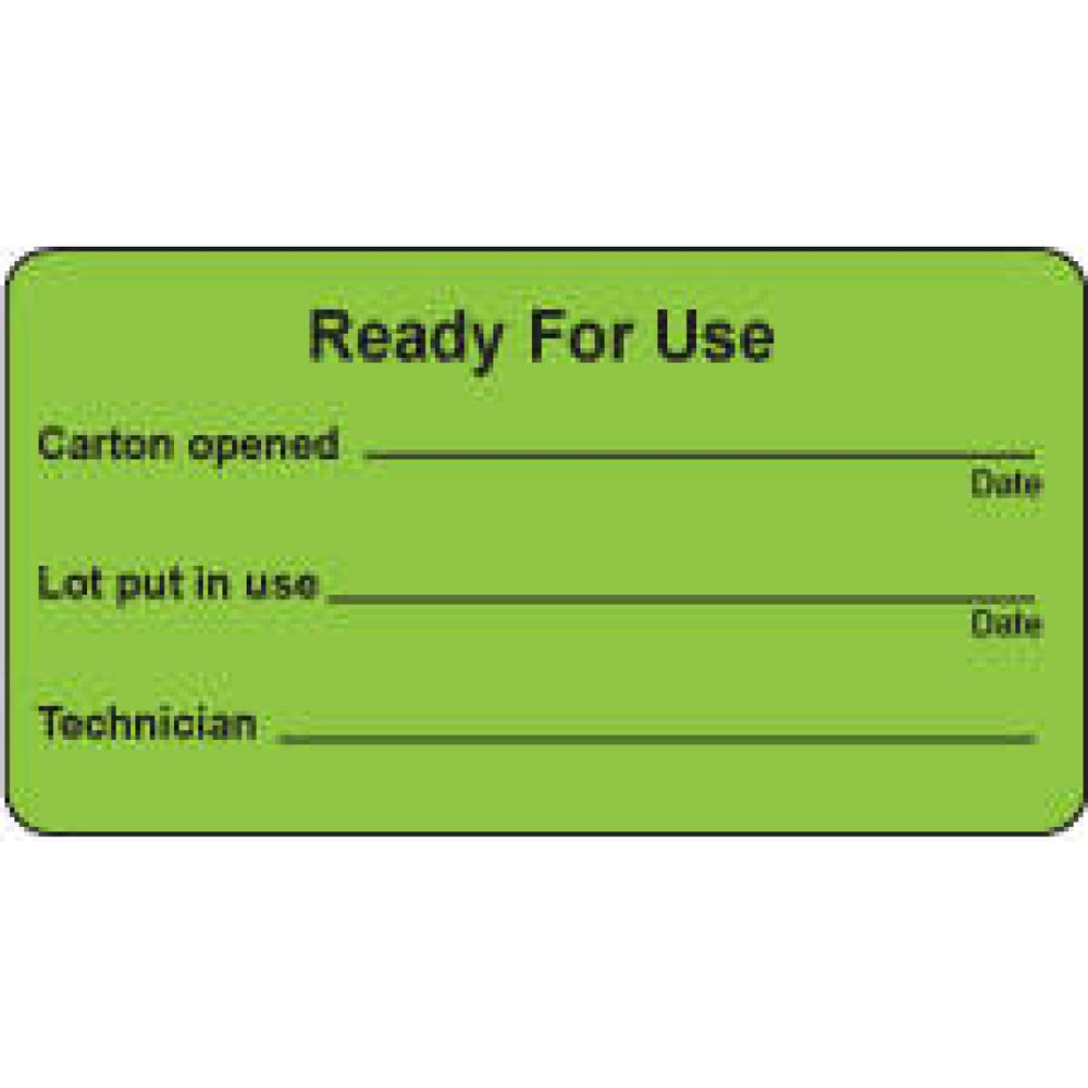 Label Paper Permanent Ready For Use 3" X 1 5/8" Fl. Green 1000 Per Roll