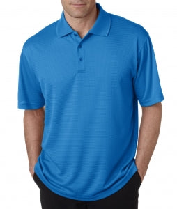 Ultraclub Men's Cool and Dry Elite Mini-Check Jacquard Polo - Cool and Dry Elite Mini Check Polo Shirt, Men's, Pacific Blue, Size S - 8305PACFS