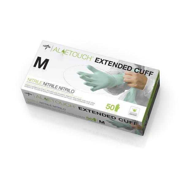 Medline Industries  Gloves Exam Aloetouch PF Nitrile Latex-Free 12 in Md Green 50/Bx, 10 BX/CA (MDS195185)