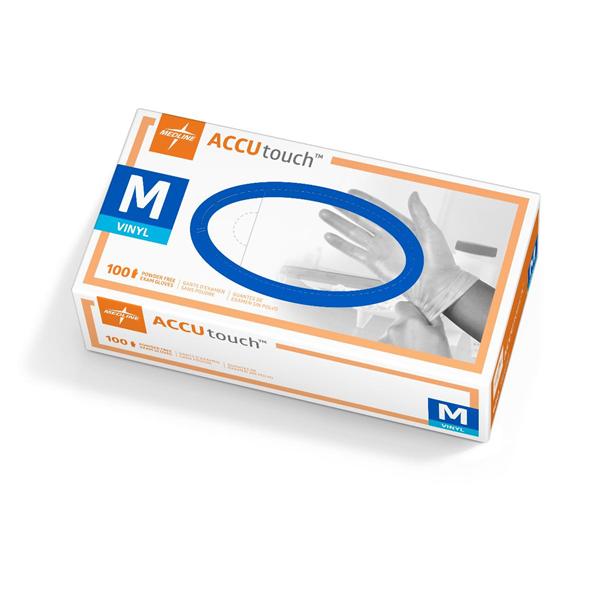 Medline Industries  Gloves Exam AccuTouch PF Vinyl Latex-Free Md Clear 100/Bx, 10 BX/CA (MDS192075)