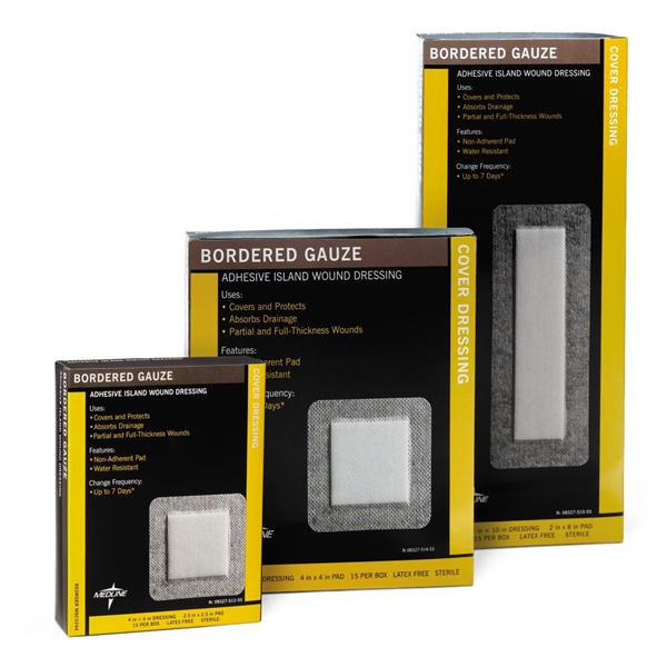 Medline Industries  Bandage 4x4" Gauze Cotton White LF Sterile 15/Bx, 10 BX/CA (MSC3244)