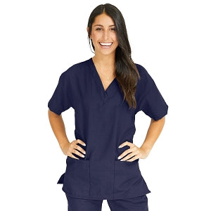 Medline PerforMAX Women's V-Neck Tunic Scrub Top with 2 Pockets - PerforMAX Women's V-Neck 2-Pocket Tunic Scrub Top, Size 3XL, Navy - 839NNTXXXL