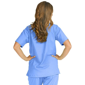 Medline PerforMAX Women's V-Neck Tunic Scrub Top with 2 Pockets - PerforMAX Women's V-Neck 2-Pocket Tunic Scrub Top, Size 2XL, Ceil Blue - 839NNTXXL
