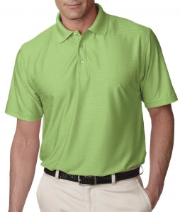 Ultraclub Men's Tonal Striped Cool and Dry Polo - Cool and Dry Elite Tonal Stripe Performance Polo Shirt, Men's, Apple, Size L - 59215545