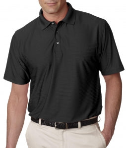 Ultraclub Men's Tonal Striped Cool and Dry Polo - Cool and Dry Elite Tonal Stripe Performance Polo Shirt, Men's, Black, Size XL - 59215306