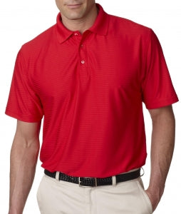 Ultraclub Men's Tonal Striped Cool and Dry Polo - Cool and Dry Elite Tonal Stripe Performance Polo Shirt, Men's, Red, Size M - 59215324