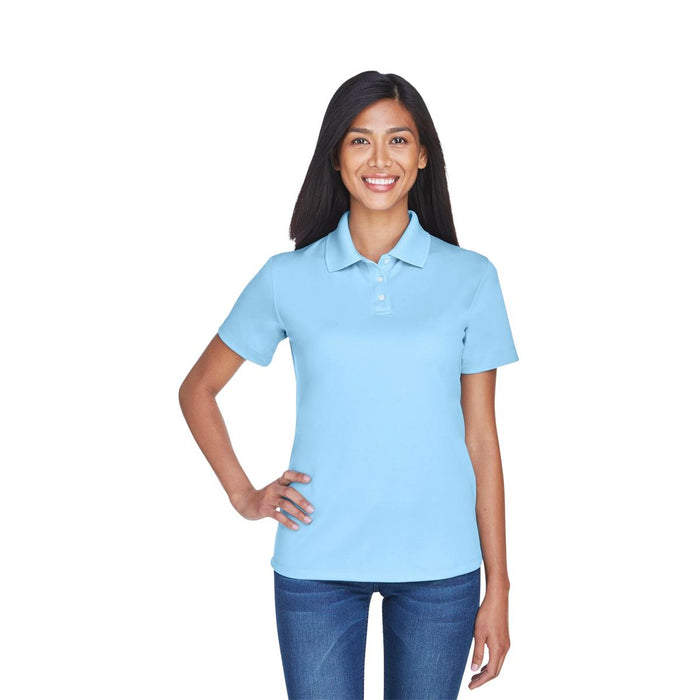 Ultraclub Ladies Cool and Dry Sport Polo - 100% Polyester Cool and Dry Stain-Release Performance Polo Shirt, Women's, Columbia Blue, Size S - 8445L-COLUMBIA BLUE-S