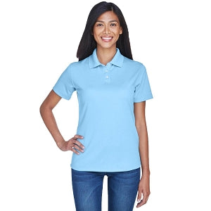 Ultraclub Ladies Cool and Dry Sport Polo - 100% Polyester Cool and Dry Stain-Release Performance Polo Shirt, Women's, Columbia Blue, Size XL - 8445L-COLUMBIA BLUE-XL
