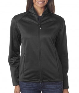 Ultraclub Women's 100% Polyester Jackets - 100% Polyester Solid Soft Shell Zip Jacket, Women's, Black, Size M - 8477L BLACK M