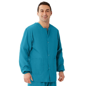 Medline Unisex AngelStat Snap-Front Warm-Up Scrub Jackets - AngelStat Unisex Snap Front Scrub Jacket, Peacock, Size 3XL - 849NBTXXXL