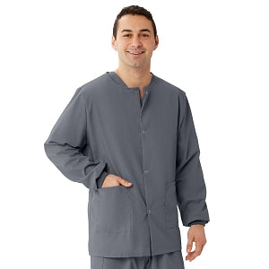 Medline Unisex AngelStat Snap-Front Warm-Up Scrub Jackets - AngelStat Unisex Snap Front Scrub Jacket, Charcoal, Size M - 849NCCM