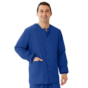 Medline Unisex AngelStat Snap-Front Warm-Up Scrub Jackets - AngelStat Unisex Snap Front Scrub Jacket, Sapphire, Size 4XL - 849NHT4XL