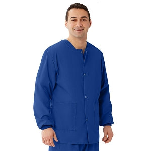 Medline Unisex AngelStat Snap-Front Warm-Up Scrub Jackets - AngelStat Unisex Snap Front Scrub Jacket, Sapphire, Size XL - 849NHTXL