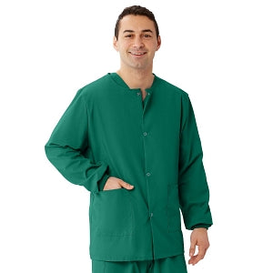 Medline Unisex AngelStat Snap-Front Warm-Up Scrub Jackets - AngelStat Unisex Warm-Up Scrub Jacket, Emerald, Size 4XL - 849NJT4XL