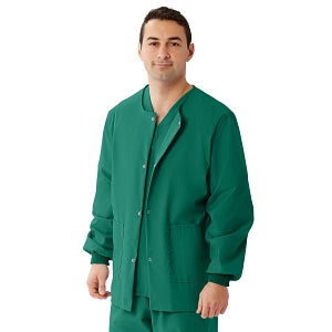 Medline Unisex AngelStat Snap-Front Warm-Up Scrub Jackets - AngelStat Unisex Warm-Up Scrub Jacket, Emerald, Size L - 849NJTL
