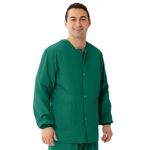 Medline Unisex AngelStat Snap-Front Warm-Up Scrub Jackets - AngelStat Unisex Warm-Up Scrub Jacket, Emerald, Size 2XL - 849NJTXXL