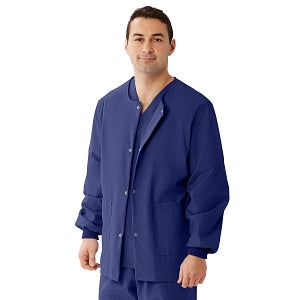 Medline Unisex AngelStat Snap-Front Warm-Up Scrub Jackets - AngelStat Unisex Warm-Up Scrub Jacket, Navy, Size 5XL - 849NNT5XL