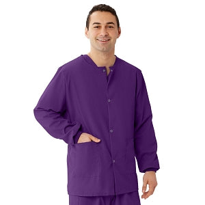 Medline Unisex AngelStat Snap-Front Warm-Up Scrub Jackets - AngelStat Unisex Warm-Up Scrub Jacket, Regal Purple, Size L - 849NRPL