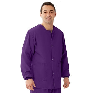 Medline Unisex AngelStat Snap-Front Warm-Up Scrub Jackets - AngelStat Unisex Warm-Up Scrub Jacket, Regal Purple, Size M - 849NRPM