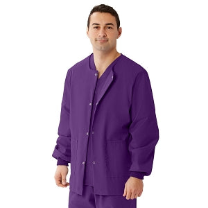 Medline Unisex AngelStat Snap-Front Warm-Up Scrub Jackets - AngelStat Unisex Warm-Up Scrub Jacket, Regal Purple, Size XS - 849NRPXS