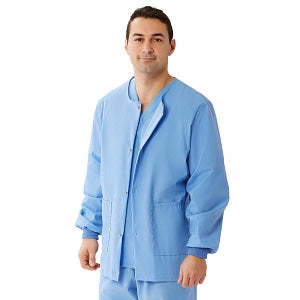 Medline Unisex AngelStat Snap-Front Warm-Up Scrub Jackets - AngelStat Unisex Warm-Up Scrub Jacket, Ciel Blue, Size 4XL - 849NTH4XL