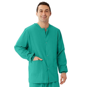 Medline Unisex AngelStat Snap-Front Warm-Up Scrub Jackets - AngelStat Unisex Warm-Up Scrub Jacket, Jade, Size L - 849NTJL