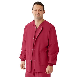 Medline Unisex AngelStat Snap-Front Warm-Up Scrub Jackets - AngelStat Unisex Warmup Jacket, Raspberry, Size 5XL - 849NTR5XL