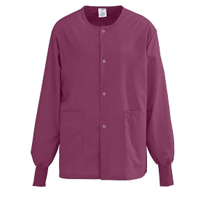 Medline Unisex AngelStat Snap-Front Warm-Up Scrub Jackets - AngelStat Unisex Warmup Jacket, Raspberry, Size 5XL - 849NTR5XL
