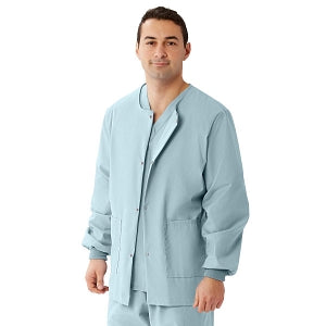 Medline Unisex AngelStat Snap-Front Warm-Up Scrub Jackets - AngelStat Unisex Scrub Jacket, Misty Green, Size L - 849NTZL