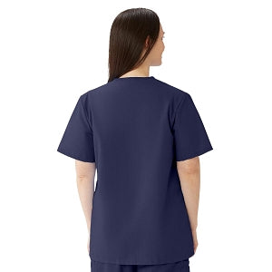Medline AngelStat Women's Jewel Neck Short Sleeve Snap Front Scrub Tops - AngelStat Women's Jewel Neck Short-Sleeve Snap Front Tunic Scrub Top with 2 Pockets, Size XL, Navy - 851NNTXL