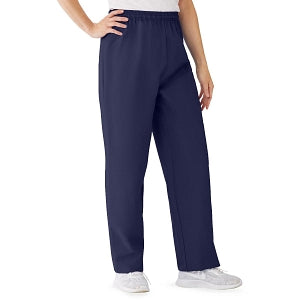 Medline AngelStat Women's Elastic Waist Scrub Pants with Drawstring - AngelStat Women's Elastic Waist Scrub Pants with Drawstring, Size M, Navy - 854NNTM