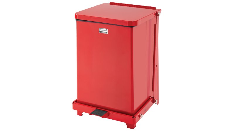 Rubbermaid Container Waste Defenders Stl 40gal Step-On Ld Rd Sqr Ea (FGST40ERBRD)