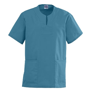 Medline AngelStat Women's Keyhole Neck Scrub Top with 2 Pockets - AngelStat Women's Keyhole Neck 2-Pocket Scrub Top, Size XS, Peacock - 869NBTXS