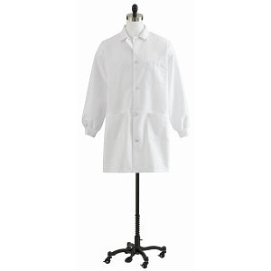 Medline Unisex Knit Cuff Staff Length Lab Coat - Unisex Staff-Length Lab Coat with Knit Cuffs, White, Size 3XL - 87050QHWXXXL