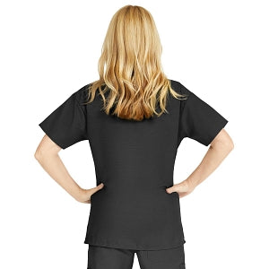Medline ComfortEase Women's V-Neck Tunic Scrub Top with 2 Pockets - ComfortEase Women's V-Neck Short-Sleeve 2-Pocket Tunic Scrub Top, Size XXS, Black - 8800DKWXXS