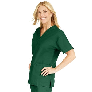 Medline ComfortEase Women's V-Neck Tunic Scrub Top with 2 Pockets - ComfortEase Women's V-Neck Short-Sleeve 2-Pocket Tunic Scrub Top, Size 6XL, Evergreen - 8800JEG6XL
