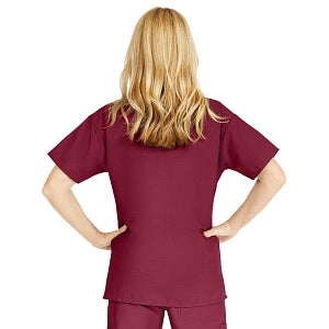 Medline ComfortEase Women's V-Neck Tunic Scrub Top with 2 Pockets - ComfortEase Women's V-Neck Short-Sleeve 2-Pocket Tunic Scrub Top, Size 5XL, Wine - 8800JWN5XL
