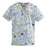Medline ComfortEase Women's V-Neck Tunic Scrub Top with 2 Pockets - ComfortEase Women's V-Neck Short-Sleeve 2-Pocket Tunic Scrub Top, Size M, Bird Collage Print - 8803JBCM