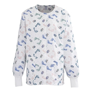 Medline Ladies' ComfortEase Jewel Neck Warm-Up Scrub Jackets - DBD-JACKET, SCRUB, C / E, BABY FT PRINT, 2XL - 8809BFPXXL