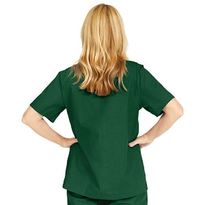 Medline ComfortEase Women's Snap-Front Tunic Scrub Top with 2 Pockets - ComfortEase Women's Snap-Front 2-Pocket Tunic Scrub Top, Size L, Evergreen - 8815JEGL
