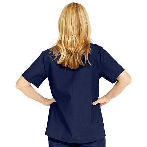 Medline ComfortEase Women's Snap-Front Tunic Scrub Top with 2 Pockets - ComfortEase Women's Snap-Front 2-Pocket Tunic Scrub Top, Size 2XL, Midnight Blue - 8815JNTXXL