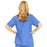 Medline ComfortEase Women's Snap-Front Tunic Scrub Top with 2 Pockets - ComfortEase Women's Snap-Front 2-Pocket Tunic Scrub Top, Size L, Ceil Blue - 8815JTHL