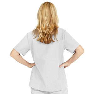 Medline ComfortEase Women's Snap-Front Tunic Scrub Top with 2 Pockets - ComfortEase Women's Snap-Front 2-Pocket Tunic Scrub Top, Size 3XL, White - 8815XTQXXXL