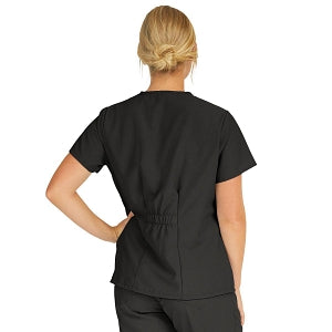 Medline PerforMAX Women's Mock Wrap Tunic Scrub Top with 2 Pockets - PerforMAX Women's Mock Wrap 2-Pocket Tunic Scrub Top, Size XS, Black - 881DKWXS