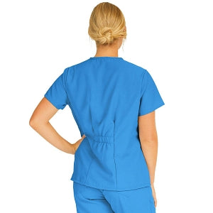 Medline PerforMAX Women's Mock Wrap Tunic Scrub Top with 2 Pockets - PerforMAX Women's Mock Wrap 2-Pocket Tunic Scrub Top, Size XL, Royal Blue - 881NNTXL
