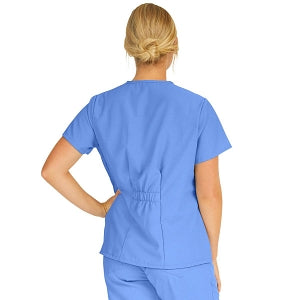 Medline PerforMAX Women's Mock Wrap Tunic Scrub Top with 2 Pockets - PerforMAX Women's Mock Wrap 2-Pocket Tunic Scrub Top, Size L, Ceil Blue - 881NNTL