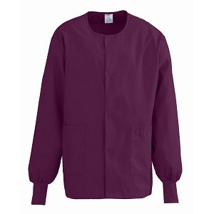 Medline ComfortEase Unisex Crew-Neck Warm Jackets - ComfortEase Unisex Crew-Neck Warm Scrub Jacket with Knit Cuff, Wine, Size 5XL - 8832JWN5XL