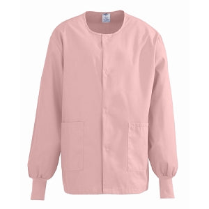 Medline ComfortEase Unisex Crew-Neck Warm Jackets - ComfortEase Unisex Crew-Neck Warm Scrub Jacket with Knit Cuff, Carnation, Size S - 8832JPKS